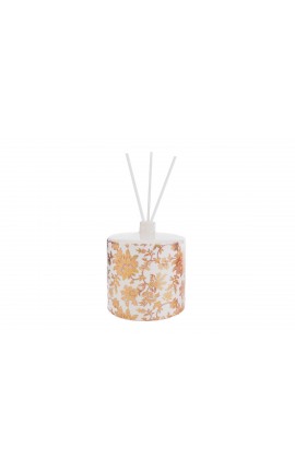 Bomboniera Matrimonio Profumatore Diffusore Tondo Thai Flower Bianco e Oro Con Astuccio h.13.5 Cm