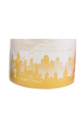 Bomboniera Matrimonio Profumatore Diffusore Porcellana Travel of Love Tema Viaggio Con Astuccio h.11 Cm