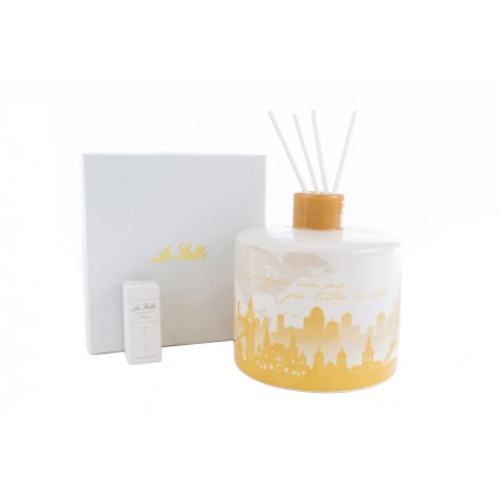 Bomboniera Matrimonio Profumatore Diffusore Porcellana Travel of Love Tema Viaggio Con Astuccio h.11 Cm