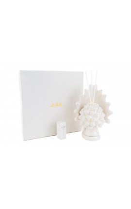 Bomboniera Matrimonio Profumatore Diffusore Pigna Porcellana Bianco Led Con Astuccio