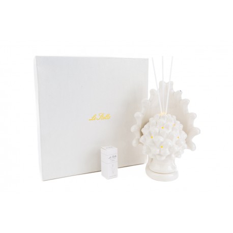 Bomboniera Matrimonio Profumatore Diffusore Pigna Porcellana Bianco Led Con Astuccio