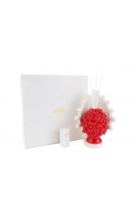 Bomboniera Matrimonio Profumatore Diffusore Pigna Porcellana Rossa Led Con Astuccio