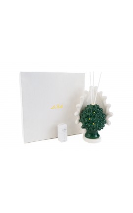 Bomboniera Matrimonio Profumatore Diffusore Pigna Porcellana Verde Led Con Astuccio