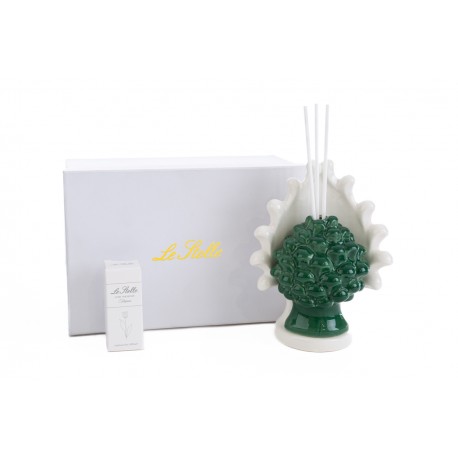 Bomboniera Matrimonio Profumatore Diffusore Pigna Porcellana Verde Con Astuccio