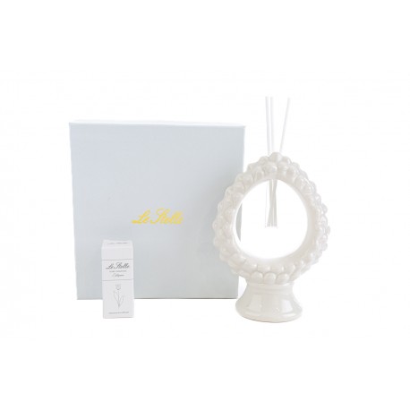 Bomboniera Matrimonio Profumatore Diffusore Pigna Porcellana Bianca Con Astuccio