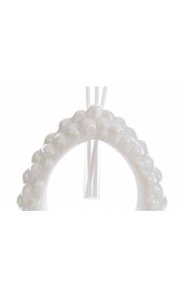 Bomboniera Matrimonio Profumatore Diffusore Pigna Porcellana Bianca Con Astuccio H.15,5 Cm