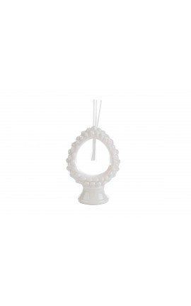 Bomboniera Matrimonio Profumatore Diffusore Pigna Porcellana Bianca Con Astuccio H.15,5 Cm