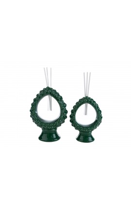 Bomboniera Matrimonio Profumatore Diffusore Pigna Porcellana Verde Con Astuccio H.15,5 Cm