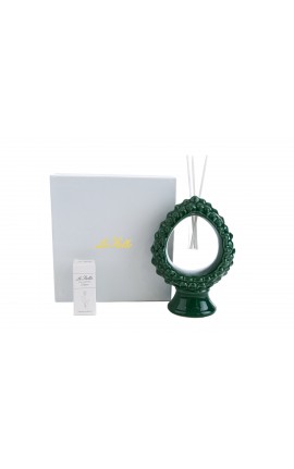 Bomboniera Matrimonio Profumatore Diffusore Pigna Porcellana Verde Con Astuccio H.15,5 Cm
