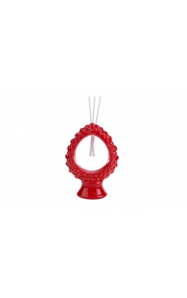 Bomboniera Matrimonio Profumatore Diffusore Pigna Porcellana Rossa Con Astuccio H.15,5 Cm