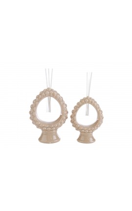 Bomboniera Matrimonio Profumatore Diffusore Pigna Porcellana Beige Con Astuccio