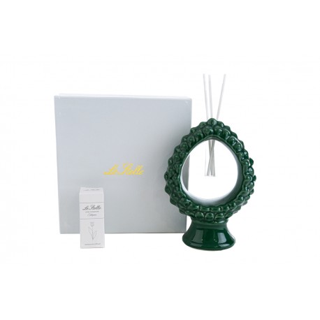 Bomboniera Matrimonio Profumatore Diffusore Pigna Porcellana Verde Con Astuccio