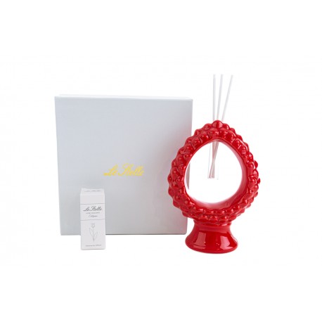 Bomboniera Matrimonio Profumatore Diffusore Pigna Porcellana Rossa Con Astuccio
