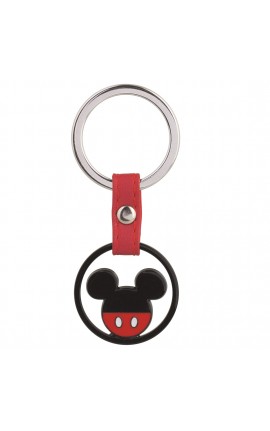 Portachiavi Topolino in Metallo Smaltato Nero con Dettagli Rosso