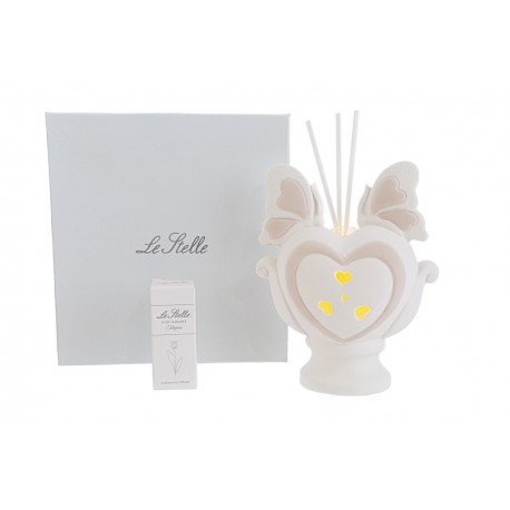 Bomboniera Matrimonio Profumatore Diffusore Cuore Farfalla Led Con Astuccio