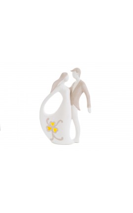 Bomboniera Matrimonio Coppia Sposini Sposi Porcellana Led Con Astuccio 21x7xh.31 Cm