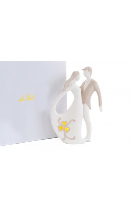 Bomboniera Matrimonio Coppia Sposini Sposi Porcellana Led Con Astuccio 21x7xh.31 Cm