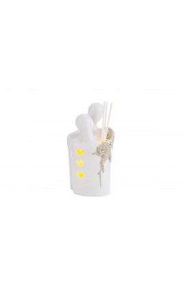 Bomboniera Matrimonio Profumatore Diffusore Coppia Sposini Sposi Porcellana Led Con Astuccio