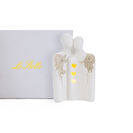 Bomboniera Matrimonio Profumatore Diffusore Coppia Sposini Sposi Porcellana Led Con Astuccio 10x7xh.16 Cm