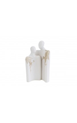 Bomboniera Matrimonio Coppia Sposini Sposi Porcellana Led Con Astuccio 12x8,5xh.20,5 Cm