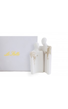 Bomboniera Matrimonio Coppia Sposini Sposi Porcellana Led Con Astuccio 12x8,5xh.20,5 Cm
