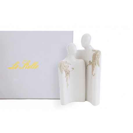 Bomboniera Matrimonio Coppia Sposini Sposi Porcellana Led Con Astuccio 12x8,5xh.20,5 Cm