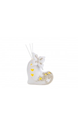 Bomboniera Matrimonio Profumatore Diffusore Cuore Farfalla Led Porcellana Con Astuccio
