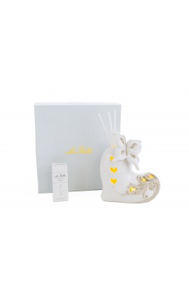 Bomboniera Matrimonio Profumatore Diffusore Cuore Farfalla Led Porcellana Con Astuccio