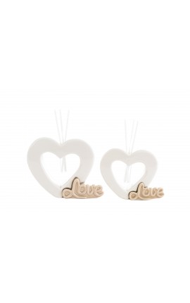 Bomboniera Matrimonio Profumatore Diffusore Cuore Porcellana Love Bianco Con Astuccio