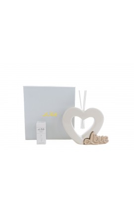 Bomboniera Matrimonio Profumatore Diffusore Cuore Porcellana Love Bianco Con Astuccio