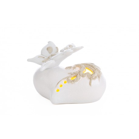 Bomboniera Matrimonio Cuore Farfalla Porcellana Led