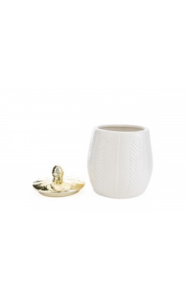 Bomboniera Matrimonio Scatola Porcellana Bianco e Oro 11xh.14 CM