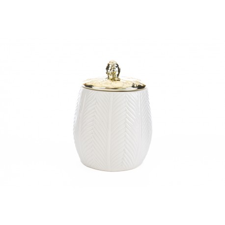 Bomboniera Matrimonio Scatola Porcellana Bianco e Oro 11xh.14 CM