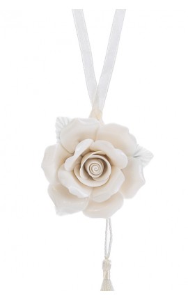 Bomboniera Matrimonio Compleanno Appendino Fiore Porcellana Bianco 7x3 Cm