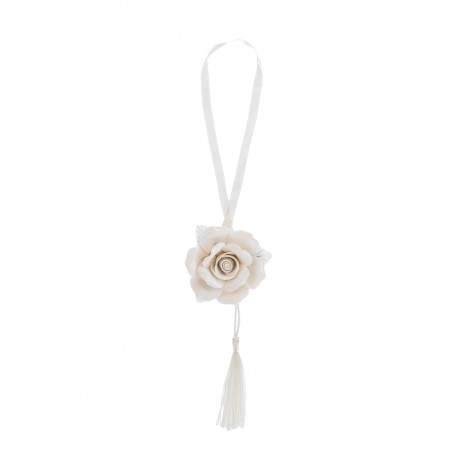 Bomboniera Matrimonio Compleanno Appendino Fiore Porcellana Bianco 7x3 Cm
