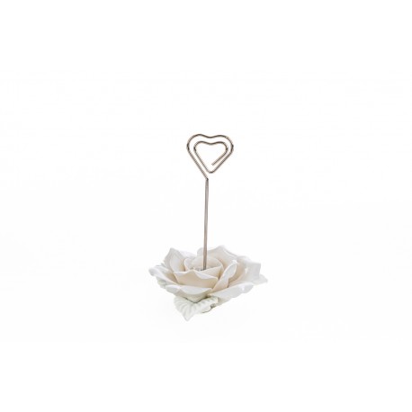 Bomboniera Matrimonio Compleanno Segnaposto Fiore Porcellana Bianco Memoclip
