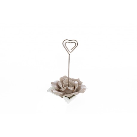 Bomboniera Matrimonio Compleanno Segnaposto Appendino Fiore Porcellana Beige
