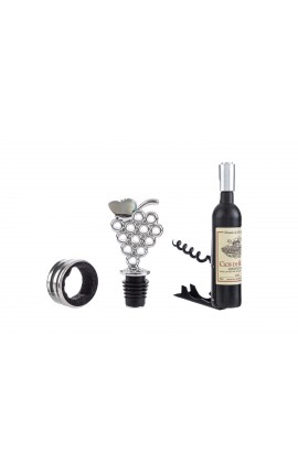 Bomboniera Matrimonio Utile Set 3 Pezzi Accessori Vino  Apribottibglie Cavatappi e Tappo  Con Astuccio