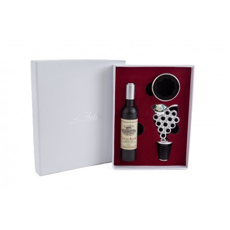 Bomboniera Matrimonio Utile Set 3 Pezzi Accessori Vino  Apribottibglie Cavatappi e Tappo  Con Astuccio