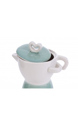 Bomboniera Matrimonio Zuccheriera Caffettiera Moka Verde 13x9xh.15 Cm