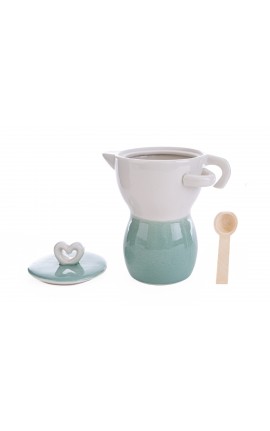 Bomboniera Matrimonio Zuccheriera Caffettiera Moka Verde 13x9xh.15 Cm