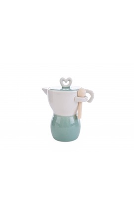 Bomboniera Matrimonio Zuccheriera Caffettiera Moka Verde 13x9xh.15 Cm