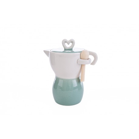 Bomboniera Matrimonio Zuccheriera Caffettiera Moka Verde 13x9xh.15 Cm