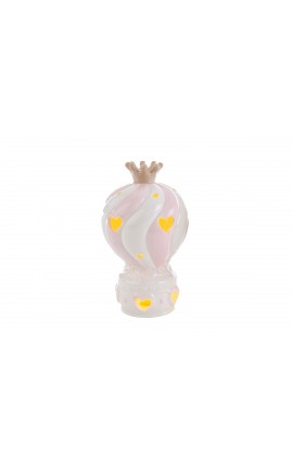Bomboniera Battesimo Nascita Compleanno Mongolfiera Led Porcellana Rosa Bimba 9 X 14 CM