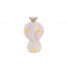 Bomboniera Battesimo Nascita Compleanno Mongolfiera Led Porcellana Rosa Bimba 9 X 14 CM