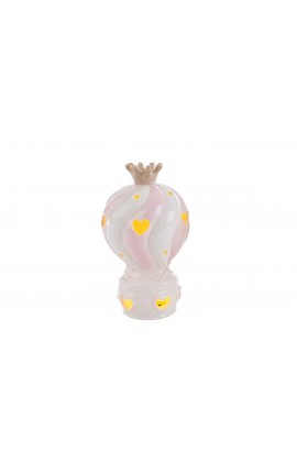 Bomboniera Battesimo Nascita Compleanno Mongolfiera Led Porcellana Rosa Bimba 9 X 14 CM