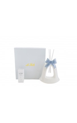 Bomboniera Battesimo Nascita Compleanno Profumatore Diffusore Campana Celeste Fiocco Con Astuccio