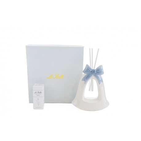 Bomboniera Battesimo Nascita Compleanno Profumatore Diffusore Campana Celeste Fiocco Con Astuccio