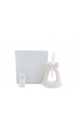 Bomboniera Battesimo Nascita Compleanno Profumatore Diffusore Campana Rosa Fiocco Con Astuccio