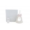 Bomboniera Battesimo Nascita Compleanno Profumatore Diffusore Campana Rosa Fiocco Con Astuccio